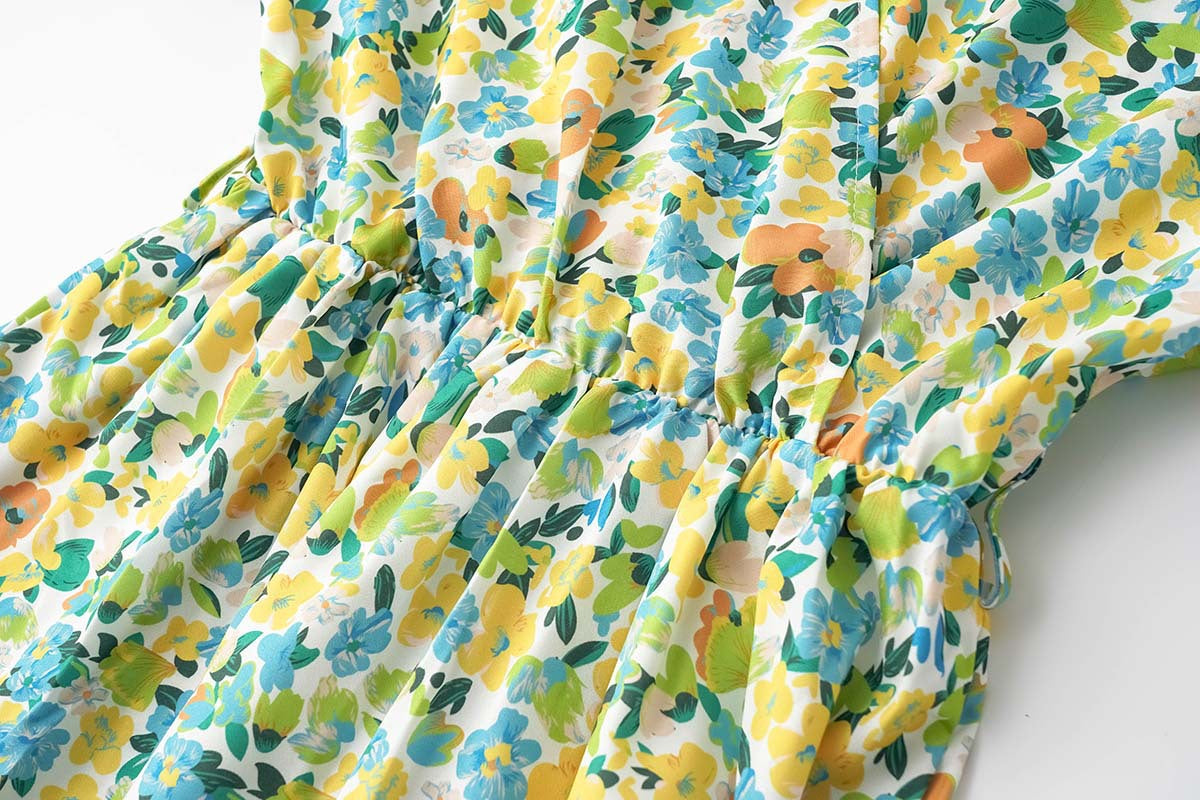 Small Floral Split V-Neck Summer Dress in - by Malbusaat