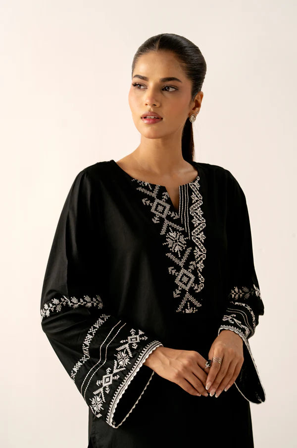 Stitched 2 Piece Embroidered Cambric Suit in - Pakistani Dress by Malbusaat