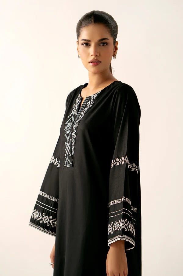 Stitched 2 Piece Embroidered Cambric Suit in - Pakistani Dress by Malbusaat