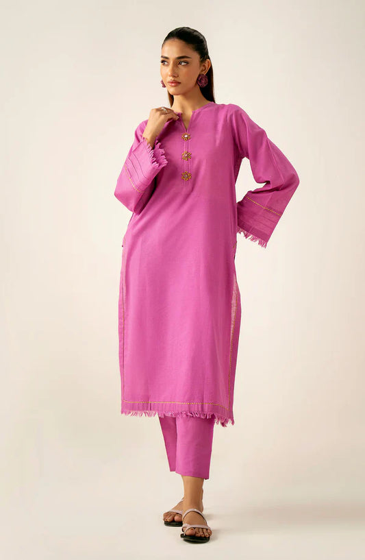 Stitched 2 Piece Embroidered Textured Neps Suit in - Pakistani Dress by Malbusaat