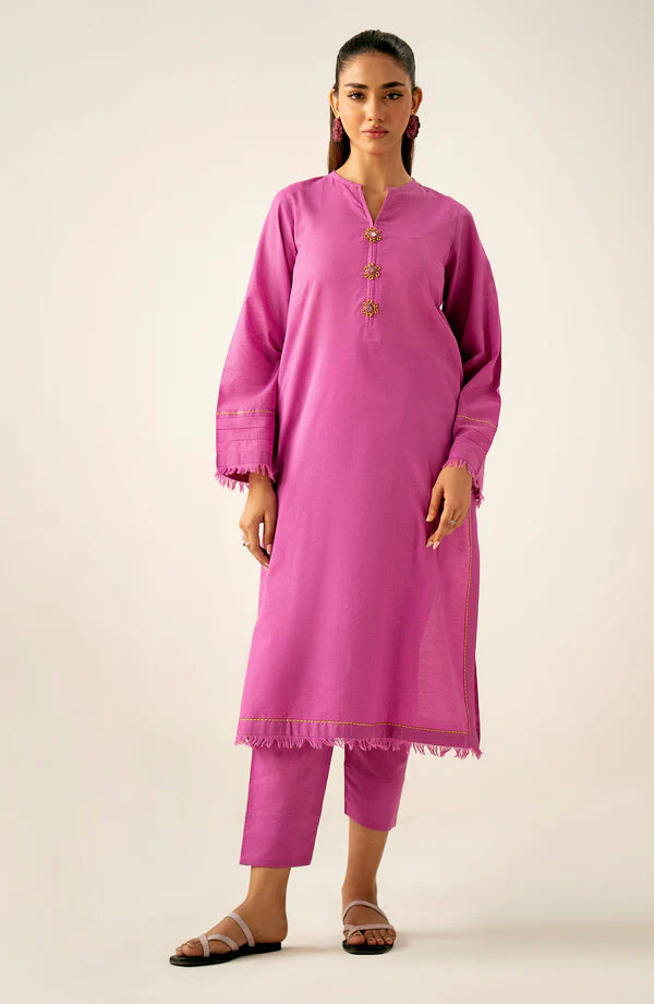 Stitched 2 Piece Embroidered Textured Neps Suit in - Pakistani Dress by Malbusaat