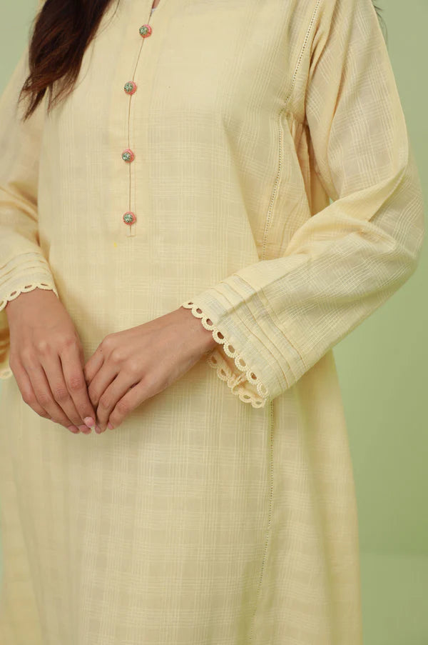 Stitched 2 Piece Embroidered Textured Suit in - Pakistani Dress by Malbusaat