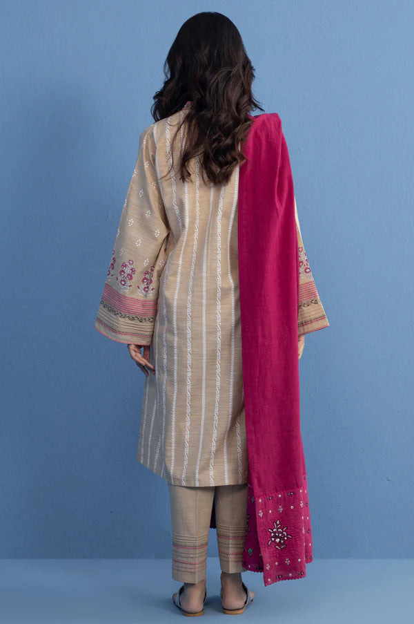 Stitched 3 Piece Paste Printed Khaddar Suit in - Pakistani Dress by Malbusaat