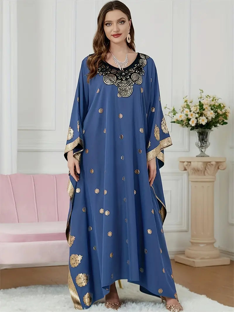 Elegant Graphic Print Maxi Kaftan Abaya Dress in - by Malbusaat