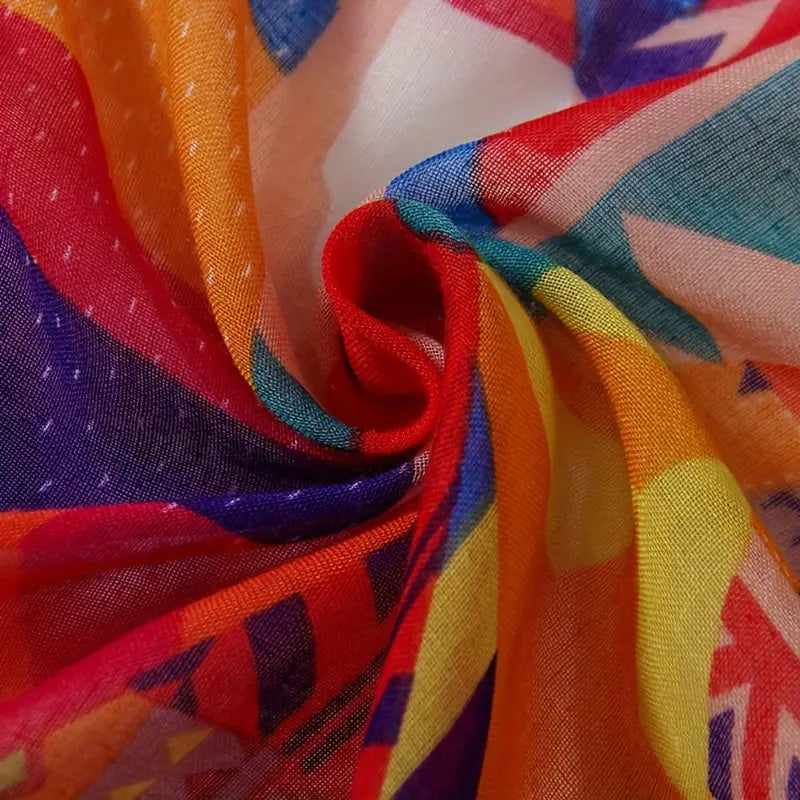 Vintage Geometric Printed Scarf, Multicolor in - Scarves by Malbusaat
