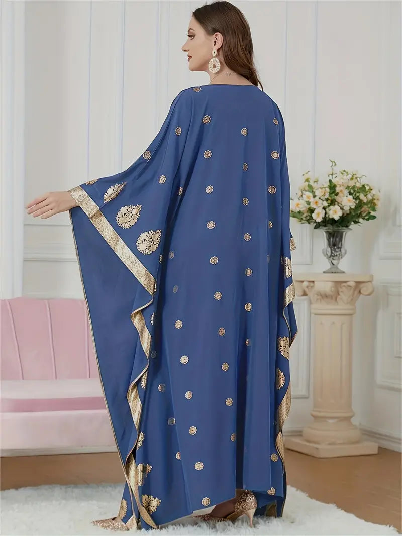 Elegant Graphic Print Maxi Kaftan Abaya Dress in - by Malbusaat