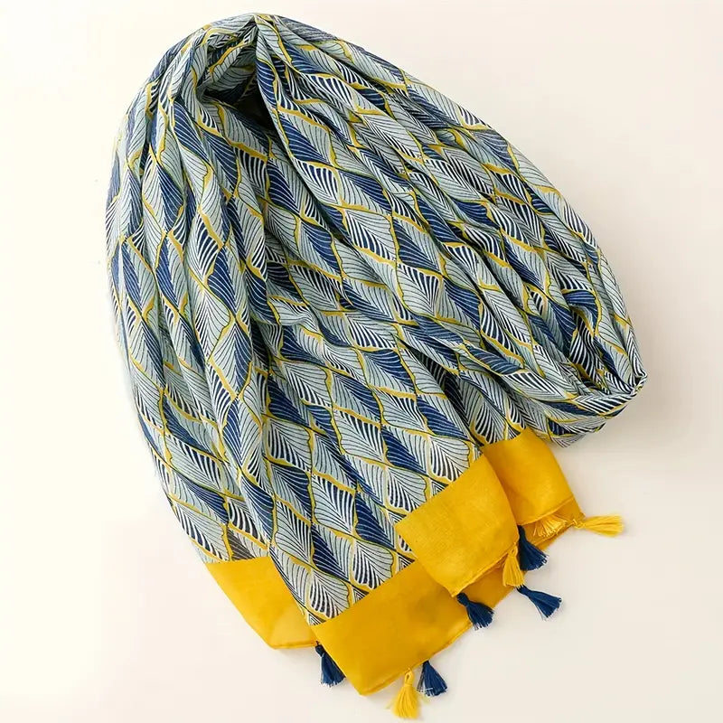 Boho Printed Cotton Linen Scarf, Stylish in - Scarves by Malbusaat