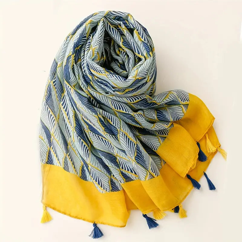 Boho Printed Cotton Linen Scarf, Stylish in - Scarves by Malbusaat