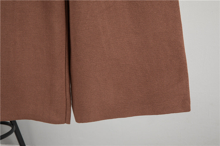 Janero knit wide leg co ord set in soft brown with relaxed fit for stylish comfort