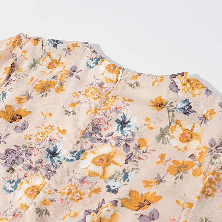 Malbusaat lace up floral pullover dress featuring a vibrant floral print and soft fabric