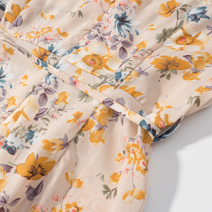 Malbusaat lace up floral pullover dress with vibrant flowers on a soft fabric for stylish comfort