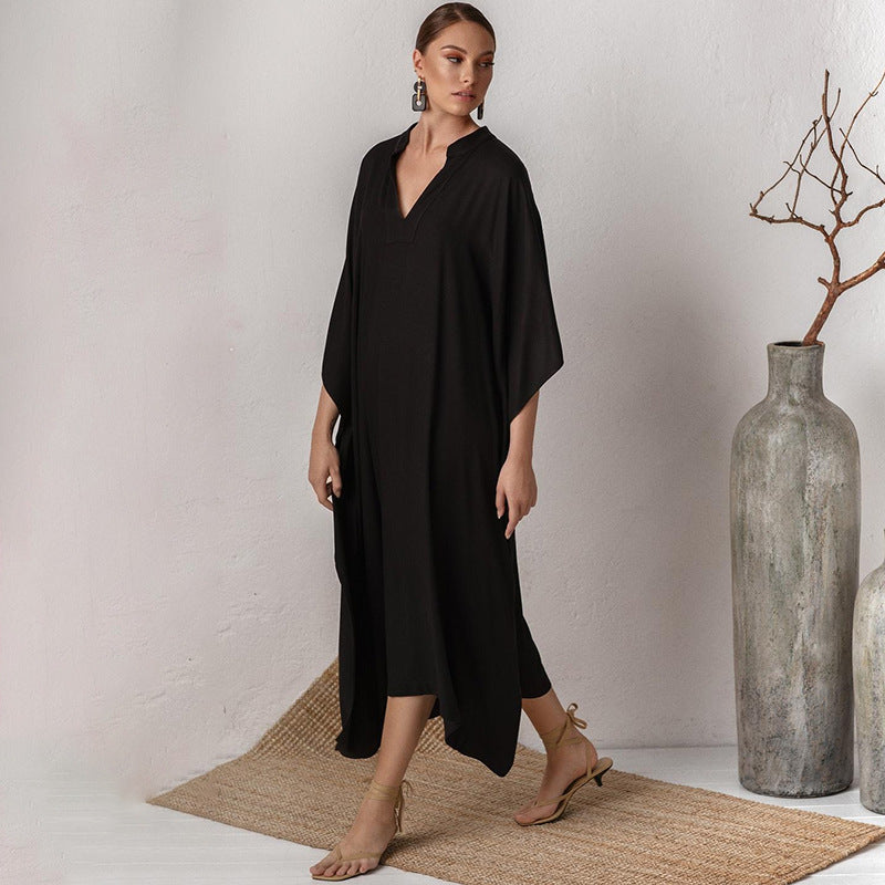 Holiday Maxi Kaftan in One Size Black - by Malbusaat