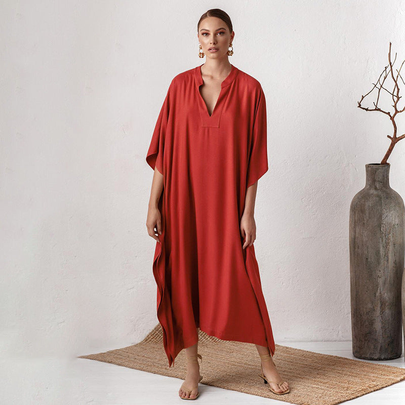 Holiday Maxi Kaftan in One Size Orange - by Malbusaat