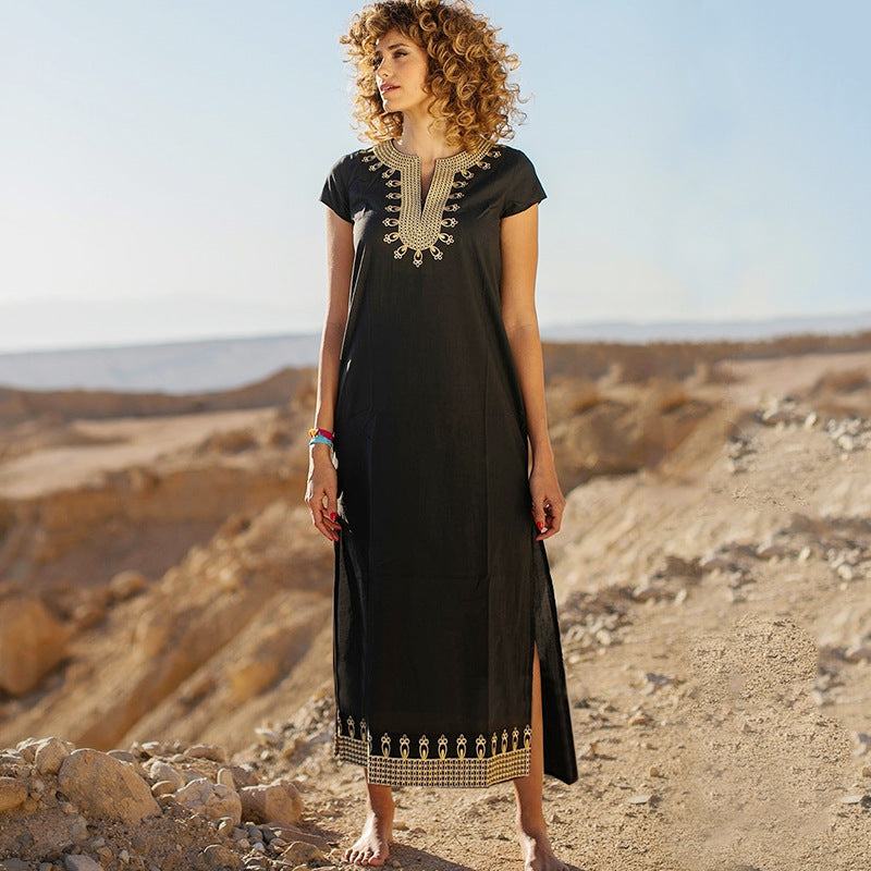 Black Long Vacation Dress in - by Malbusaat