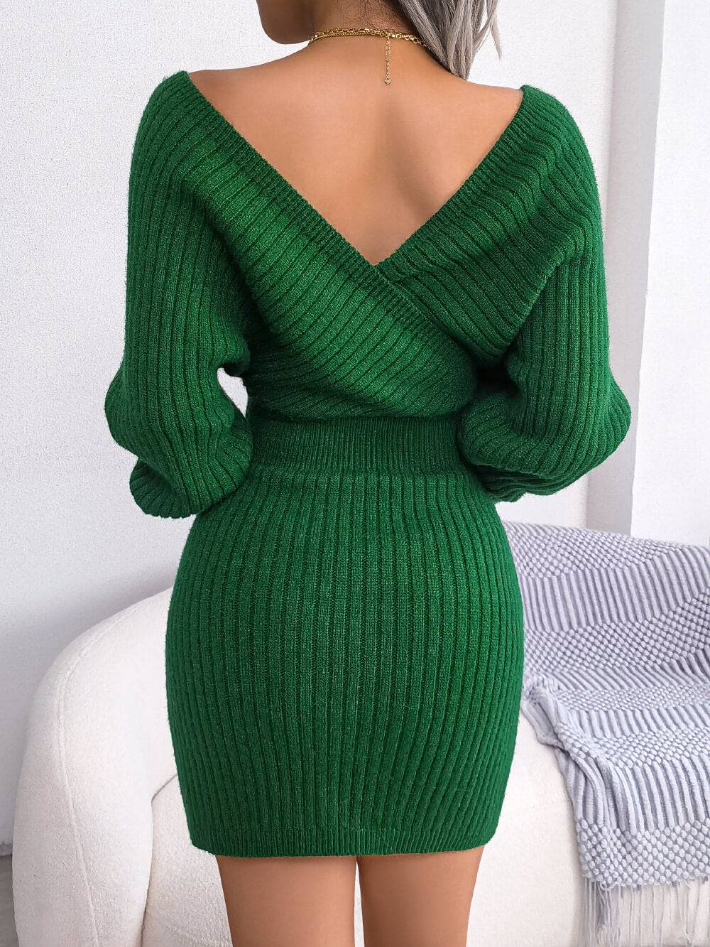 Cross V-Neck Spring Sheath Skirt in - by Malbusaat