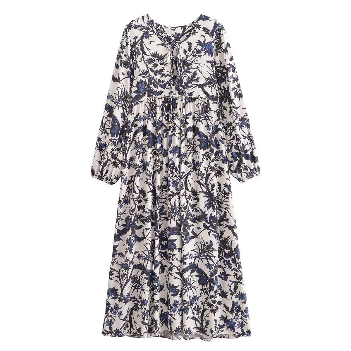 Rayon Printed Bohemian Dress in Multi - by Malbusaat