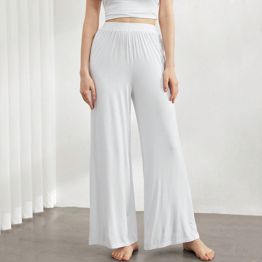 Malbusaat wide leg summer lounge trousers in white, perfect for casual comfort and relaxation