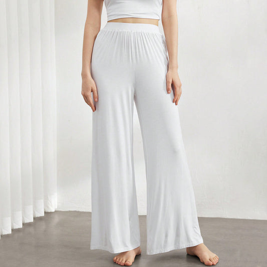 Malbusaat wide leg summer lounge trousers in white, perfect for casual comfort and relaxation
