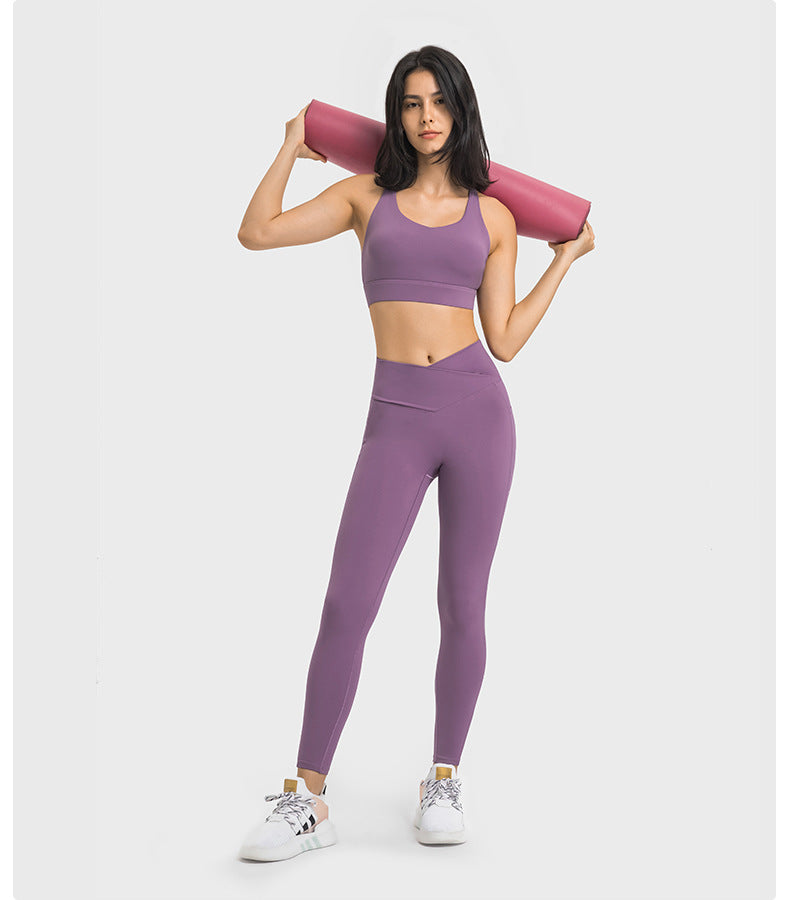 Cross Waist Sports Fitness Tights in - by Malbusaat