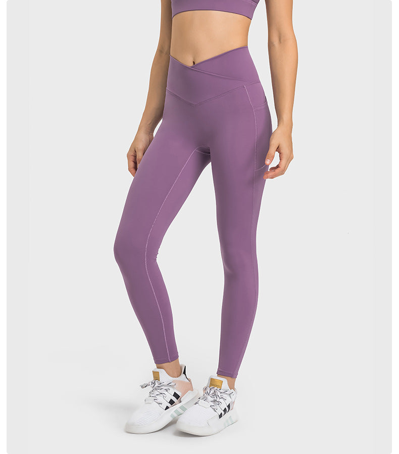 Cross Waist Sports Fitness Tights in - by Malbusaat