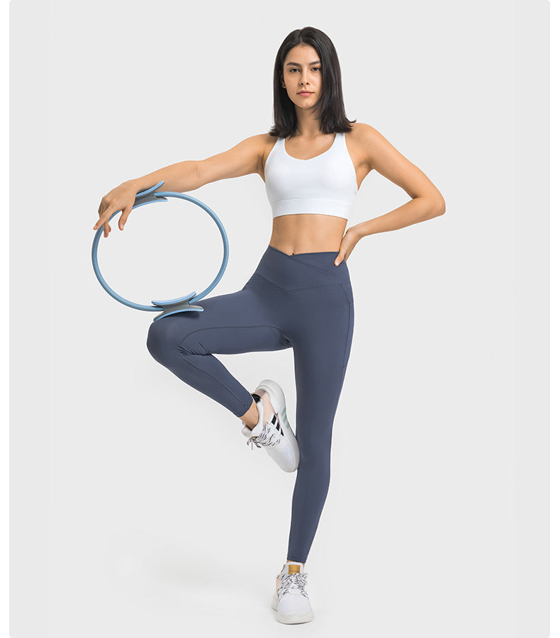 Cross Waist Sports Fitness Tights in - by Malbusaat