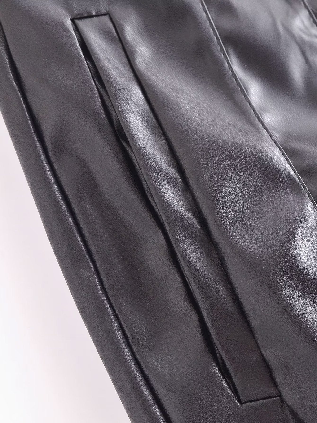 High Waist Faux Leather Pants in - by Malbusaat