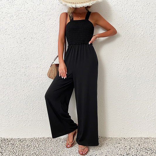 Black One-Piece Wide-Leg Jumpsuit in - by Malbusaat