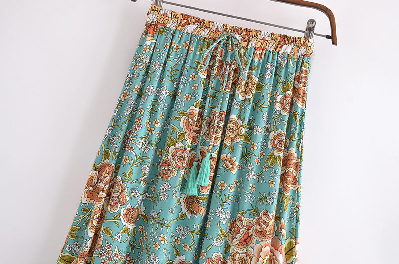 Boho Vacation Floral Maxi Beach Skirt in - Skirts by Malbusaat