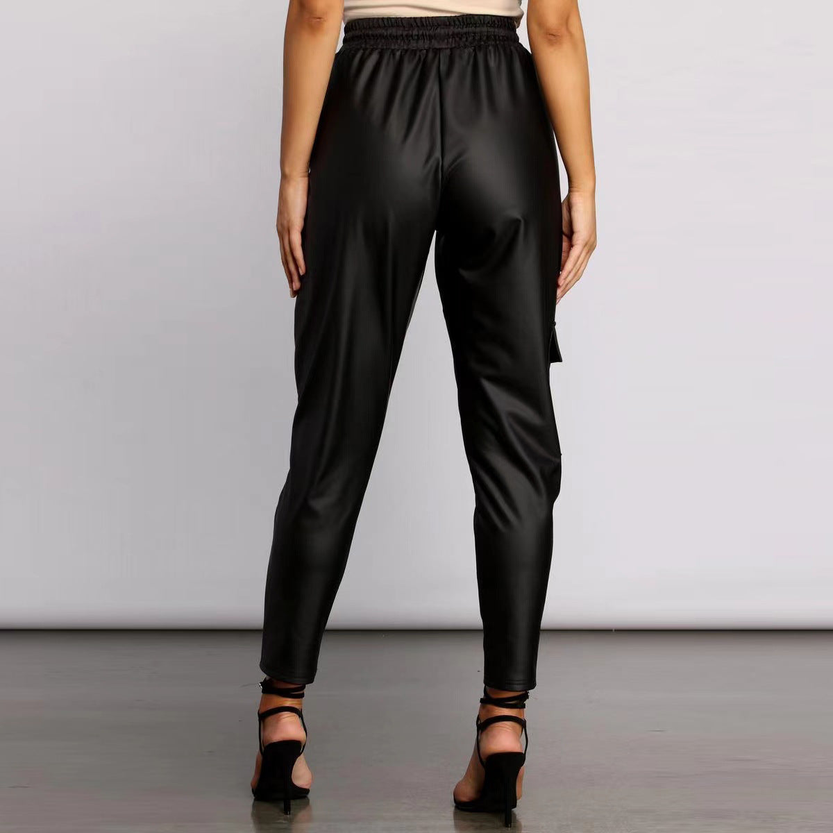 Casual Faux Leather Black Pencil Pants in - by Malbusaat