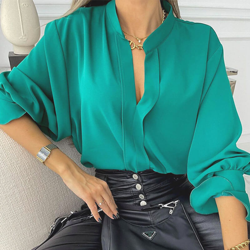 Casual Lantern Sleeve Chiffon Top in - Women Shirts by Malbusaat