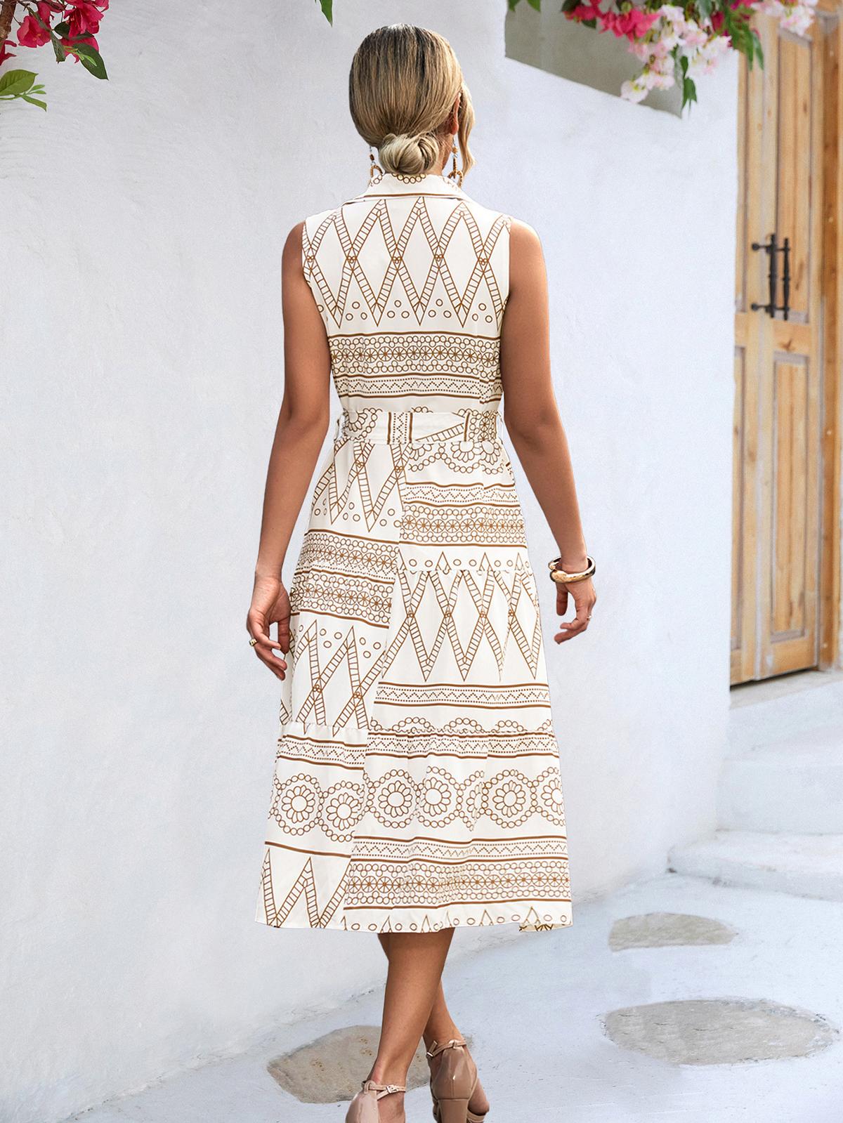 Collar Shirt Sleeveless Maxi Dress in - by Malbusaat