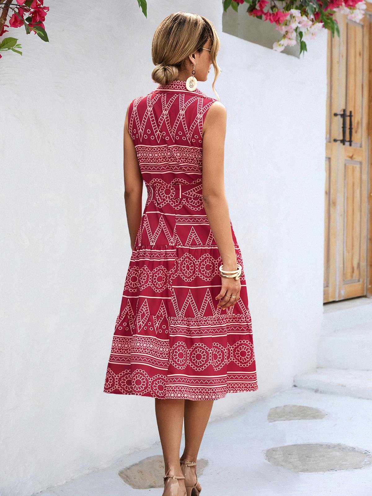 Collar Shirt Sleeveless Maxi Dress in - by Malbusaat