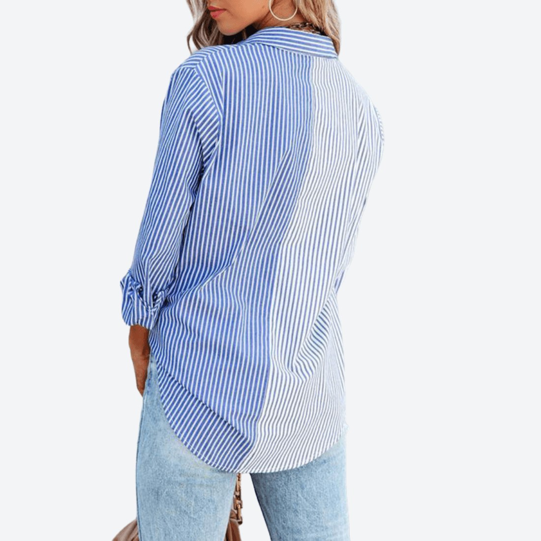 Color Contrast Single-Breasted Shirt in - by Malbusaat