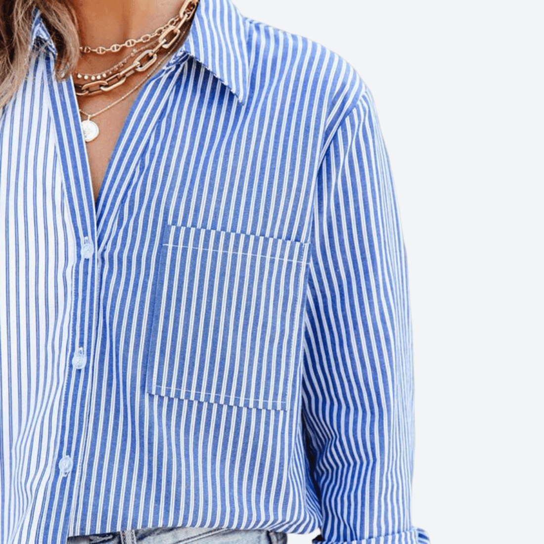 Color Contrast Single-Breasted Shirt in - by Malbusaat