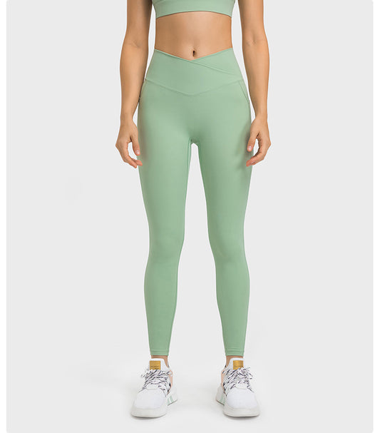 Cross Waist Sports Fitness Tights in - by Malbusaat