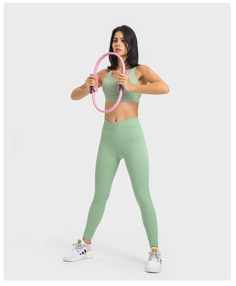 Cross Waist Sports Fitness Tights in - by Malbusaat