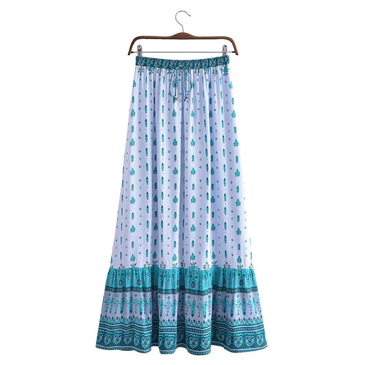 Elegant Boho Floral Maxi Tiered Skirt in - Skirts by Malbusaat