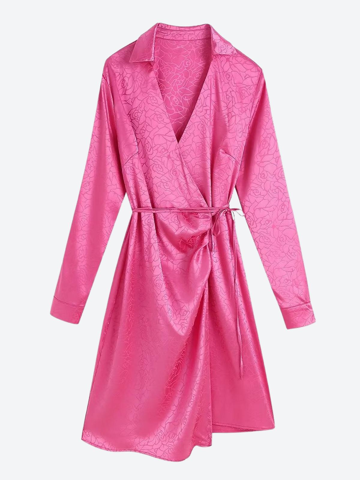 Elegant Jacquard A Line Shirt Dress in - by Malbusaat