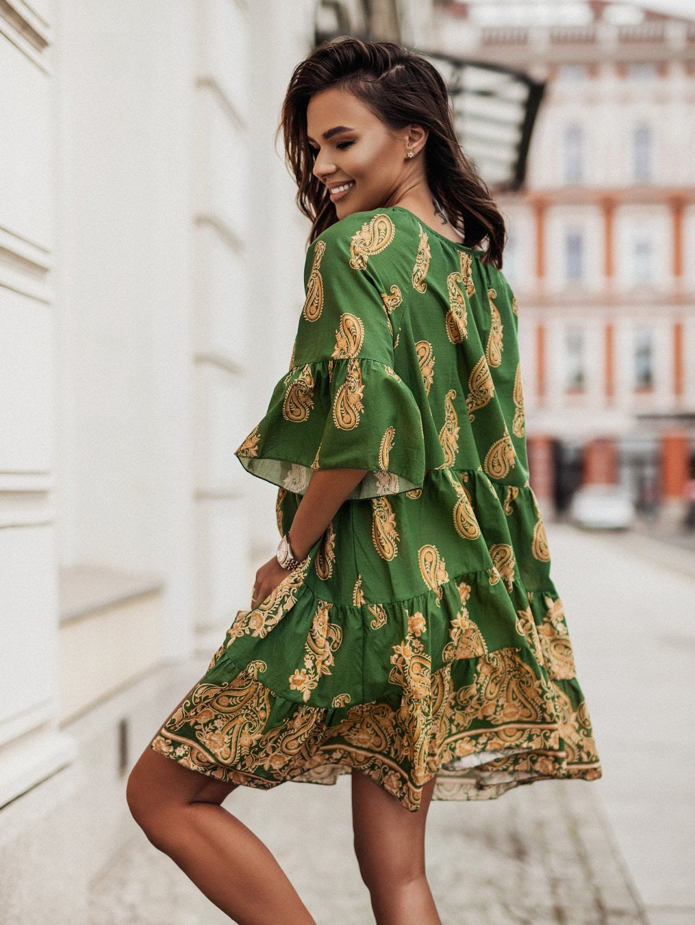 Elegant Paisley A Line Dress in - by Malbusaat