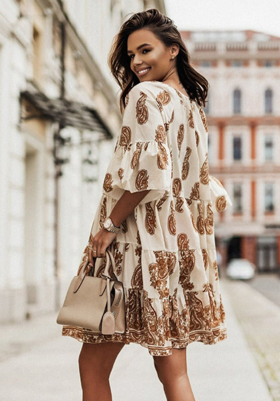 Elegant Paisley A Line Dress in - by Malbusaat