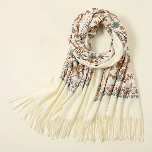Elegant Warm Tassel Scarf in - Scarves by Malbusaat