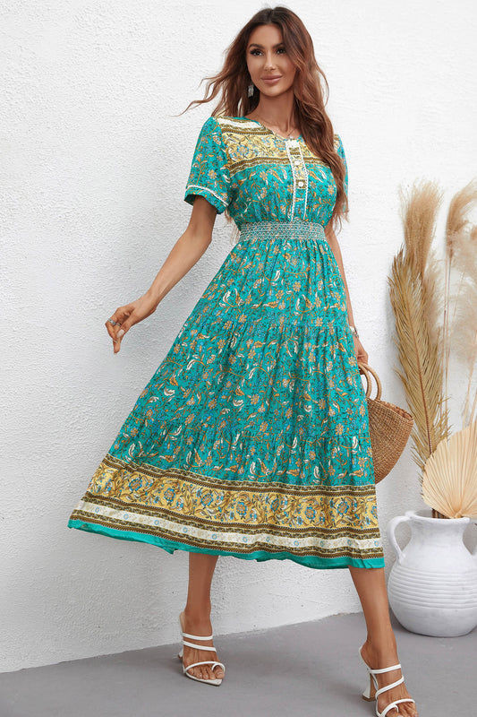 Floral Pattern A Line Maxi in - by Malbusaat