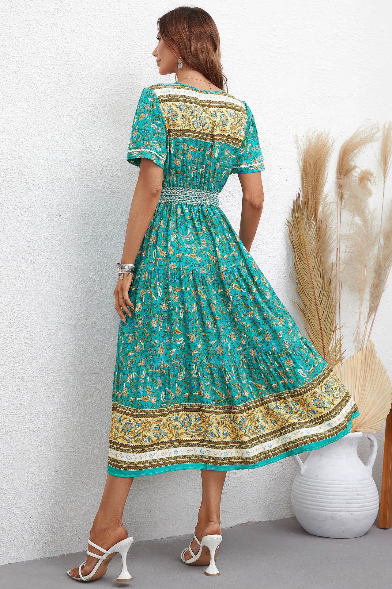 Floral Pattern A Line Maxi in - by Malbusaat