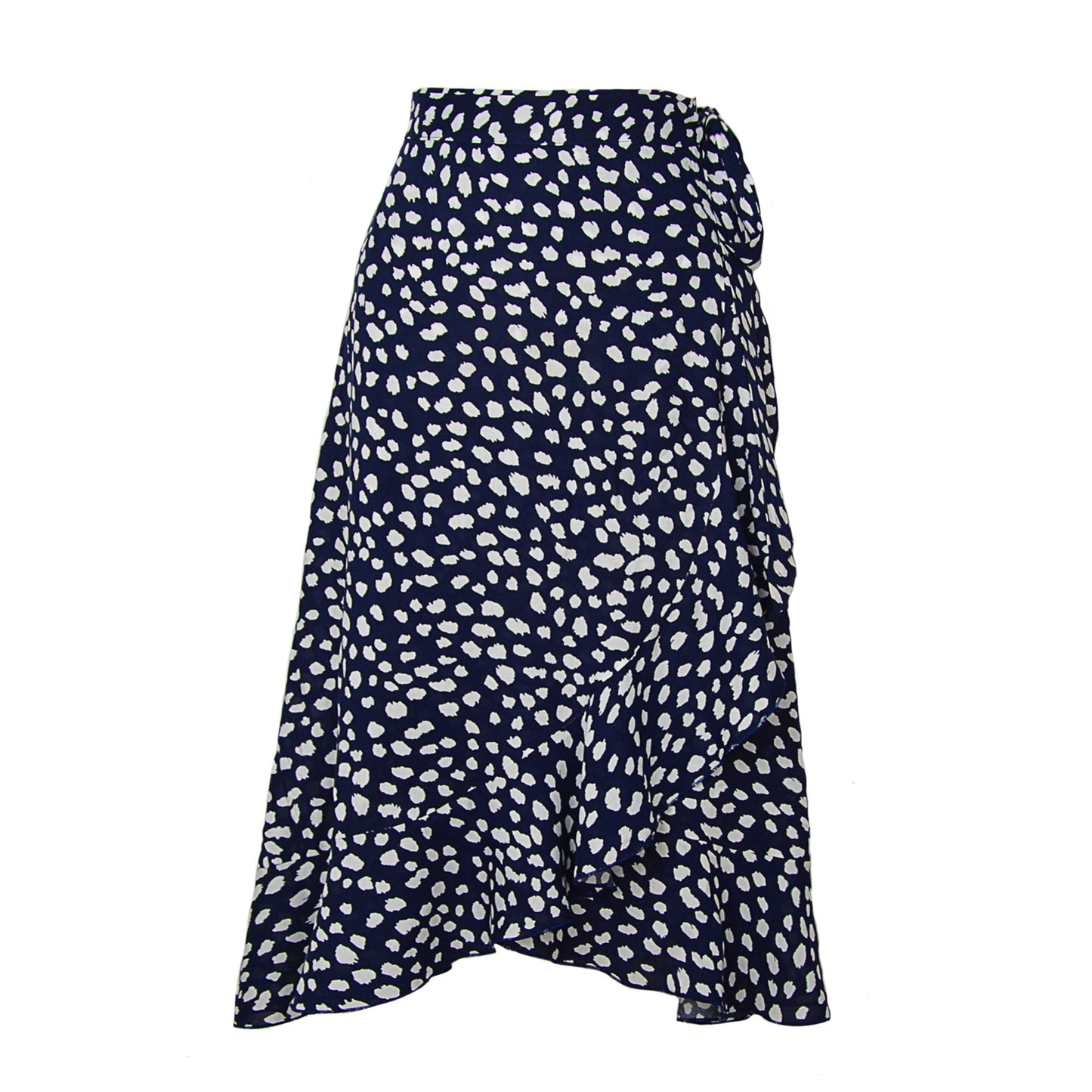 Floral Print Lace-up Summer Skirt in Printed Navy Blue - by Malbusaat