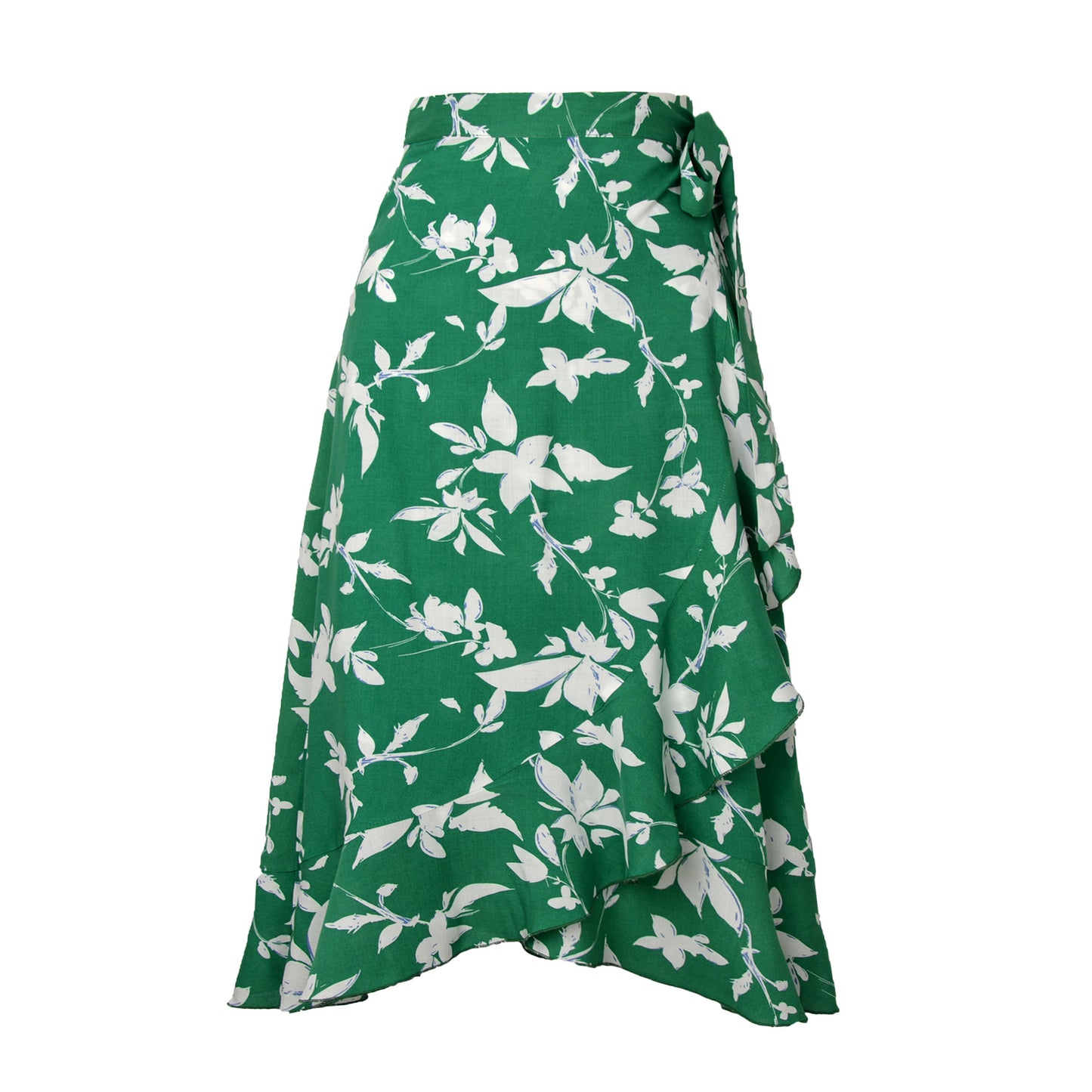 Floral Print Lace-up Summer Skirt in Printing Green - by Malbusaat