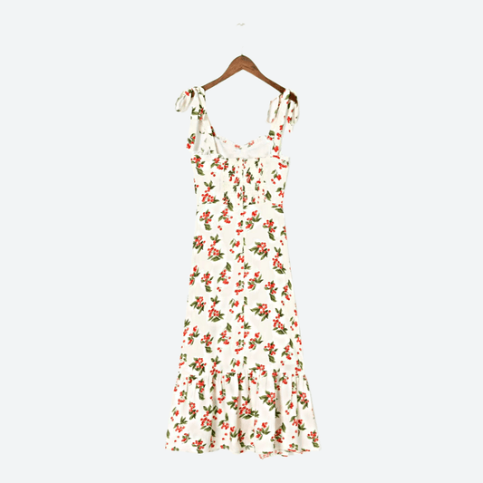 Floral Print Midi Length Dress in - by Malbusaat