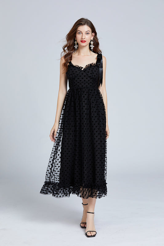 Hearts Print Tube Top Dress in - by Malbusaat