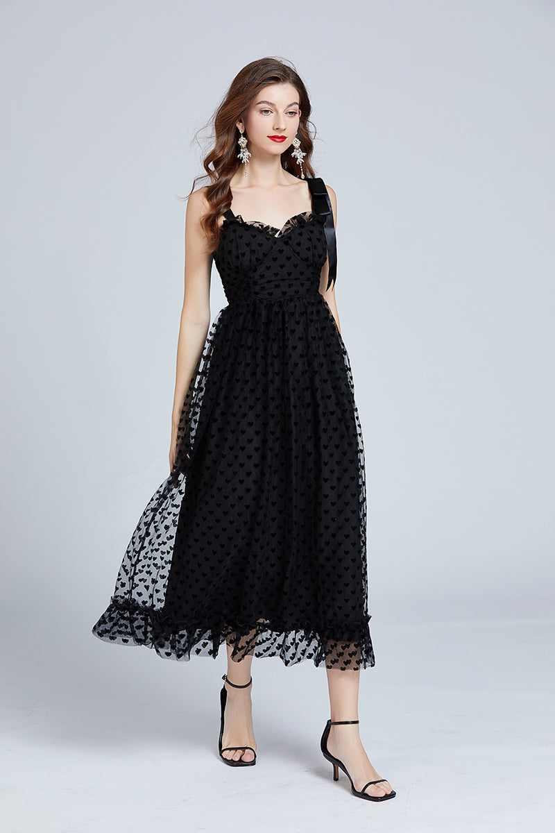 Hearts Print Tube Top Dress in - by Malbusaat