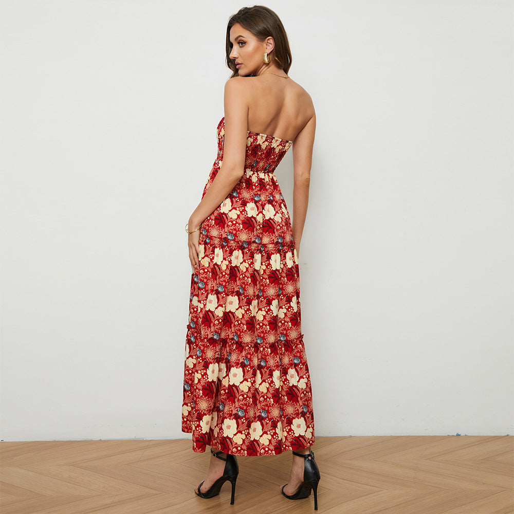 High Waist Bohemian Style Maxi Dress in - by Malbusaat