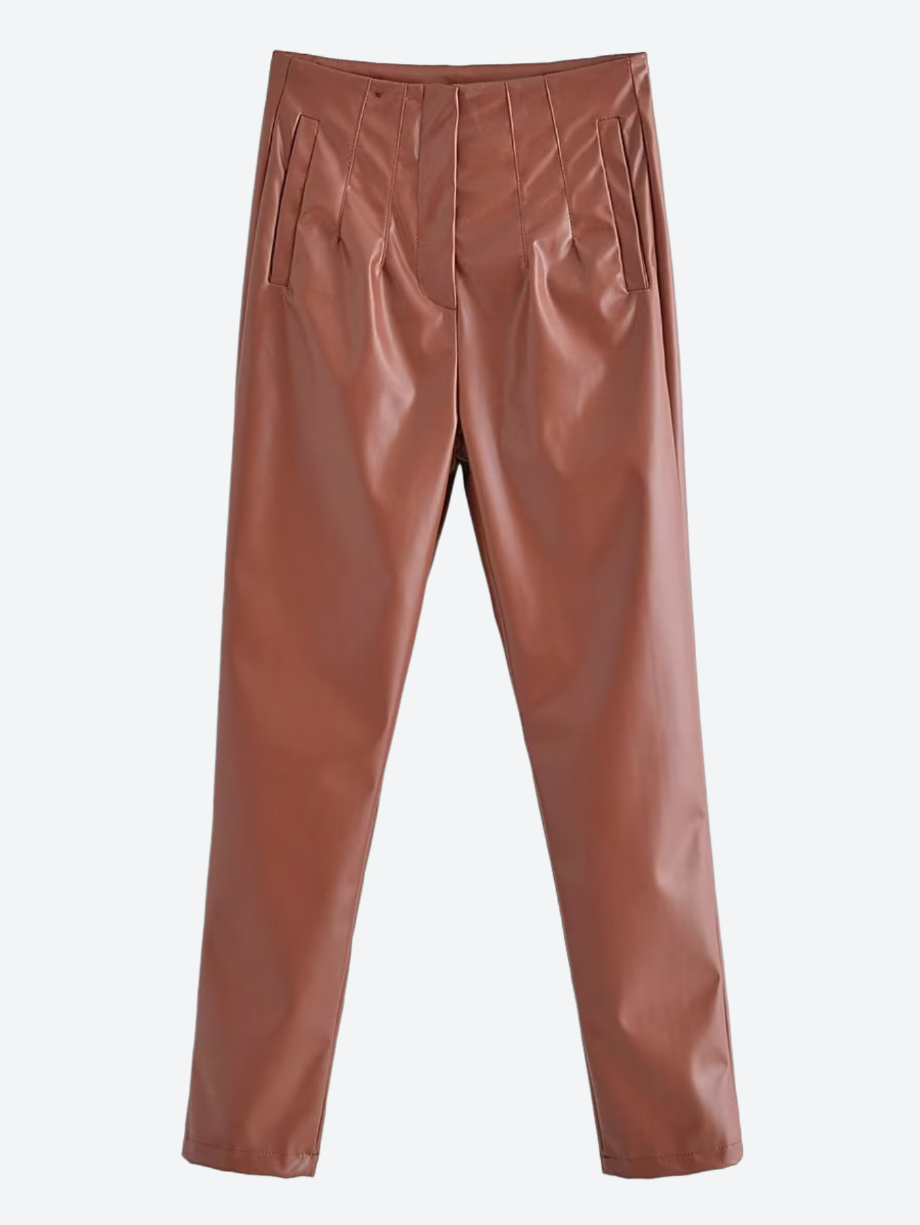High Waist Faux Leather Pants in - by Malbusaat